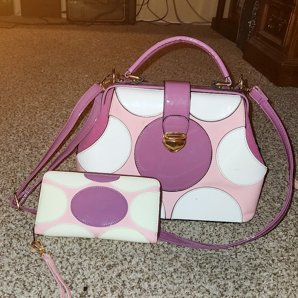 Polka Dot purse and wallet combo